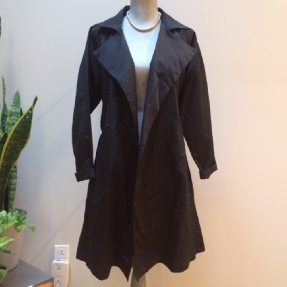 🌸 UCHUU BLACK TRENCH COAT NWOT - Picture 6 of 11